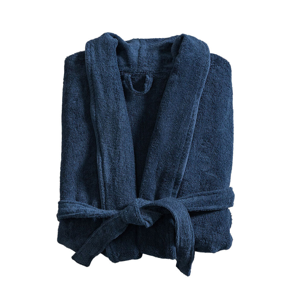 Canningvale Lusso Unisex Cotton Terry Durable Bathrobe - Mezzanotte Blue