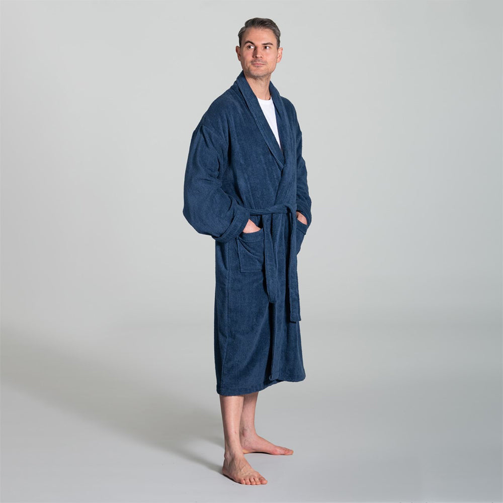 Canningvale Lusso Unisex Cotton Terry Durable Bathrobe - Mezzanotte Blue — image 2
