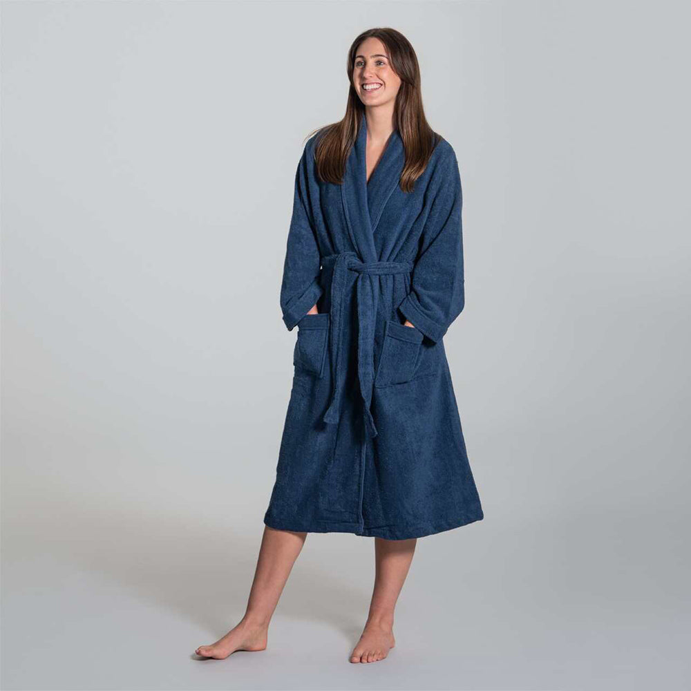 Canningvale Lusso Unisex Cotton Terry Durable Bathrobe - Mezzanotte Blue — image 4