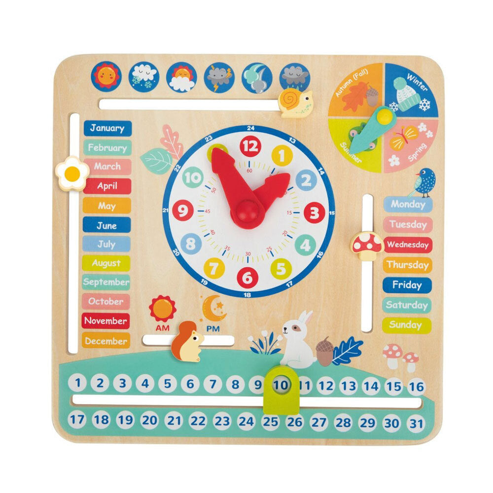 Tooky Toy Wooden My Forest Friend Kids Calendar With Adjustable Tabs 3Y+