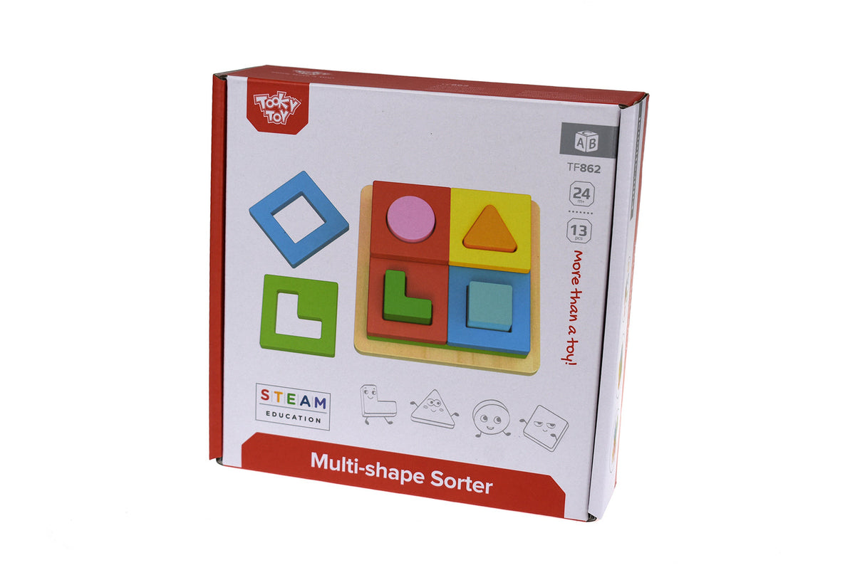 Tooky Toy Wooden Multi-Shape Sorter Kids Interactive/Educational Play 2+ (13 Pieces) — image 7