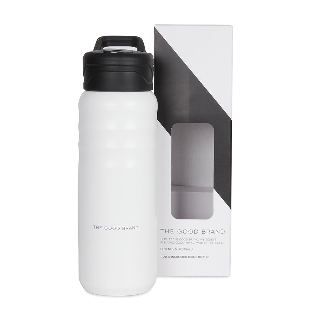 The Good Brand 709ml Large Insulated Drink Bottle - White — image 3