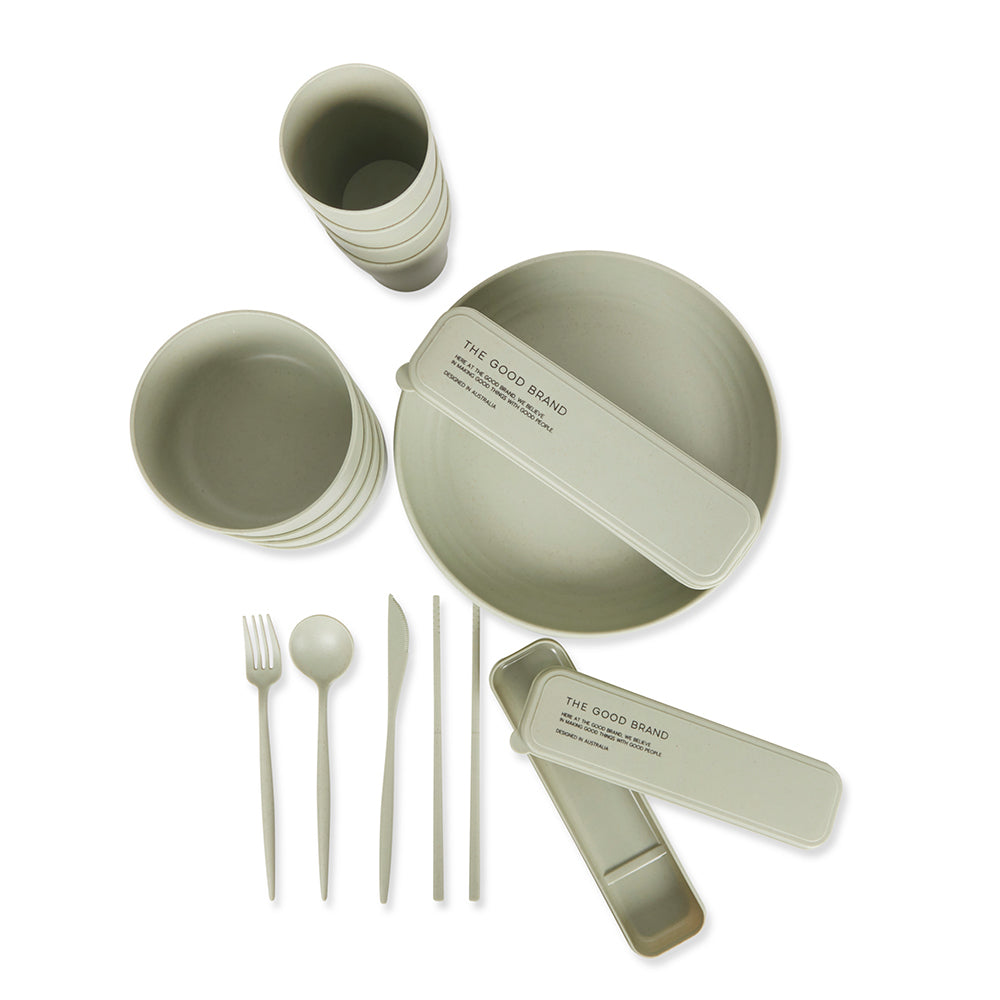 The Good Brand Tableware Set Dinnerware Utensils Spoon/Fork/Knife Sage (32 Pieces)
