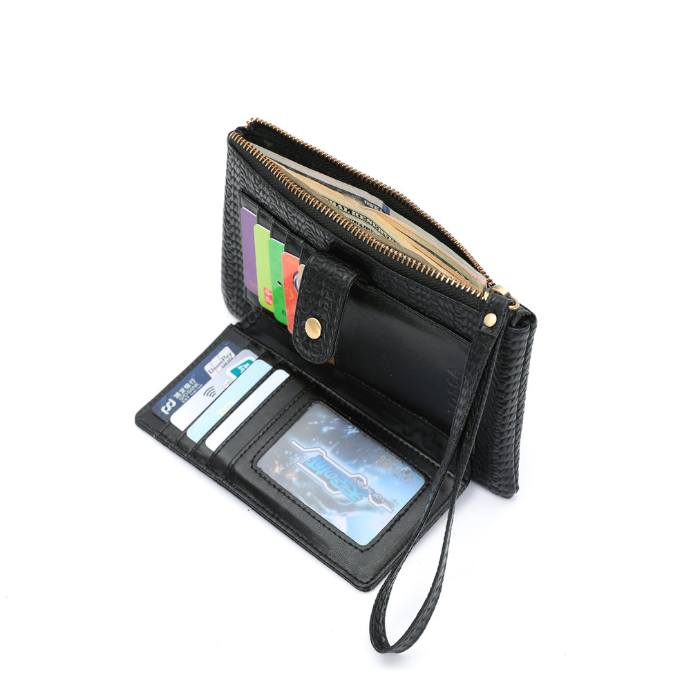 Tosca Women's/Ladie's Card/Cash Holder Multi Slot Wallet Purse 19x3x11cm - Black