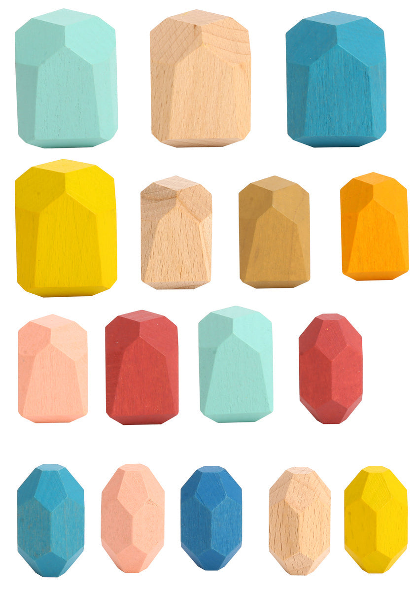 Tooky Toy Wooden Stacking Stone Large Blocks Kids Educational Toys 3+ (16 Pieces) — image 3
