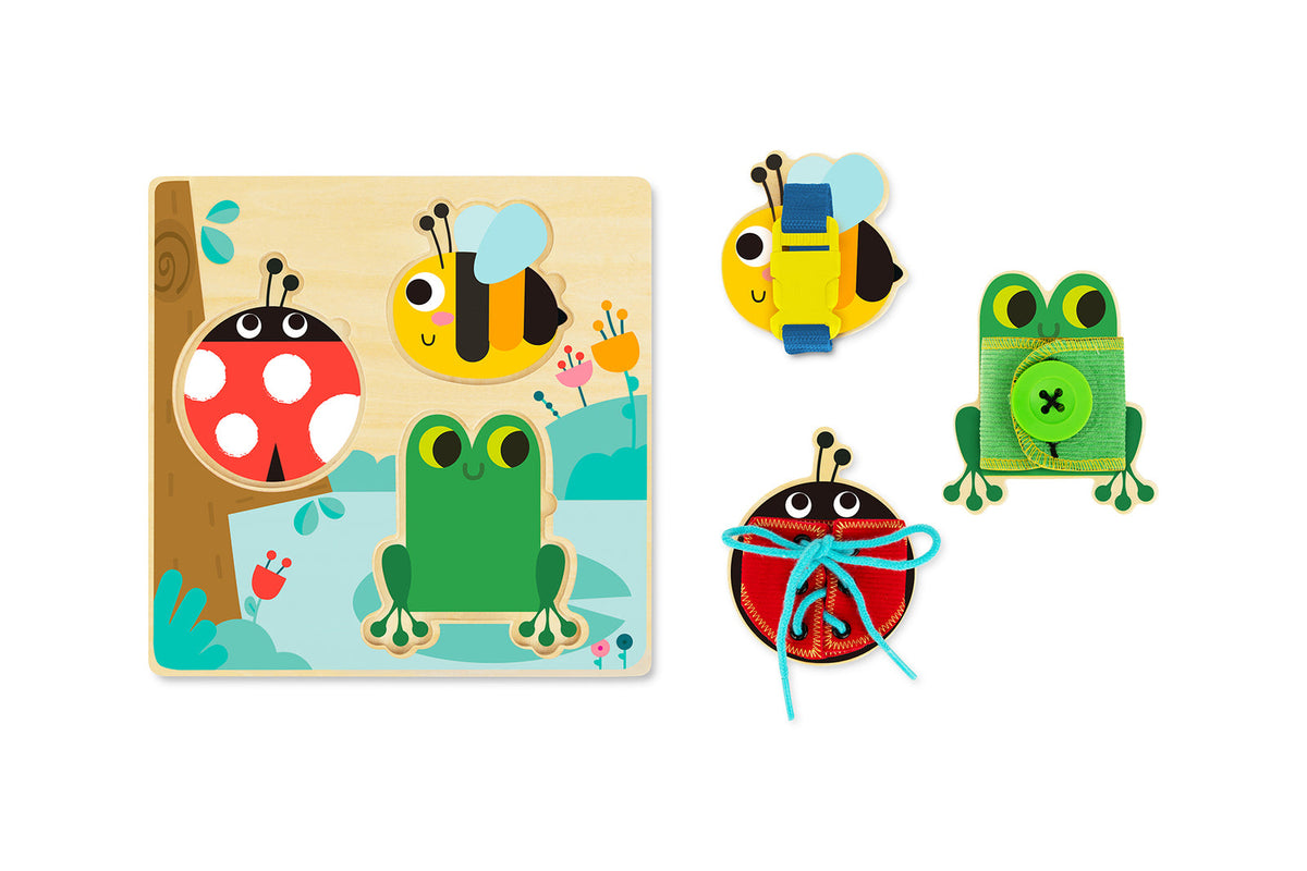 Tooky Toy Basic Skills Lacing Kids/Children Buttons Wooden Puzzle Board 3+ — image 2