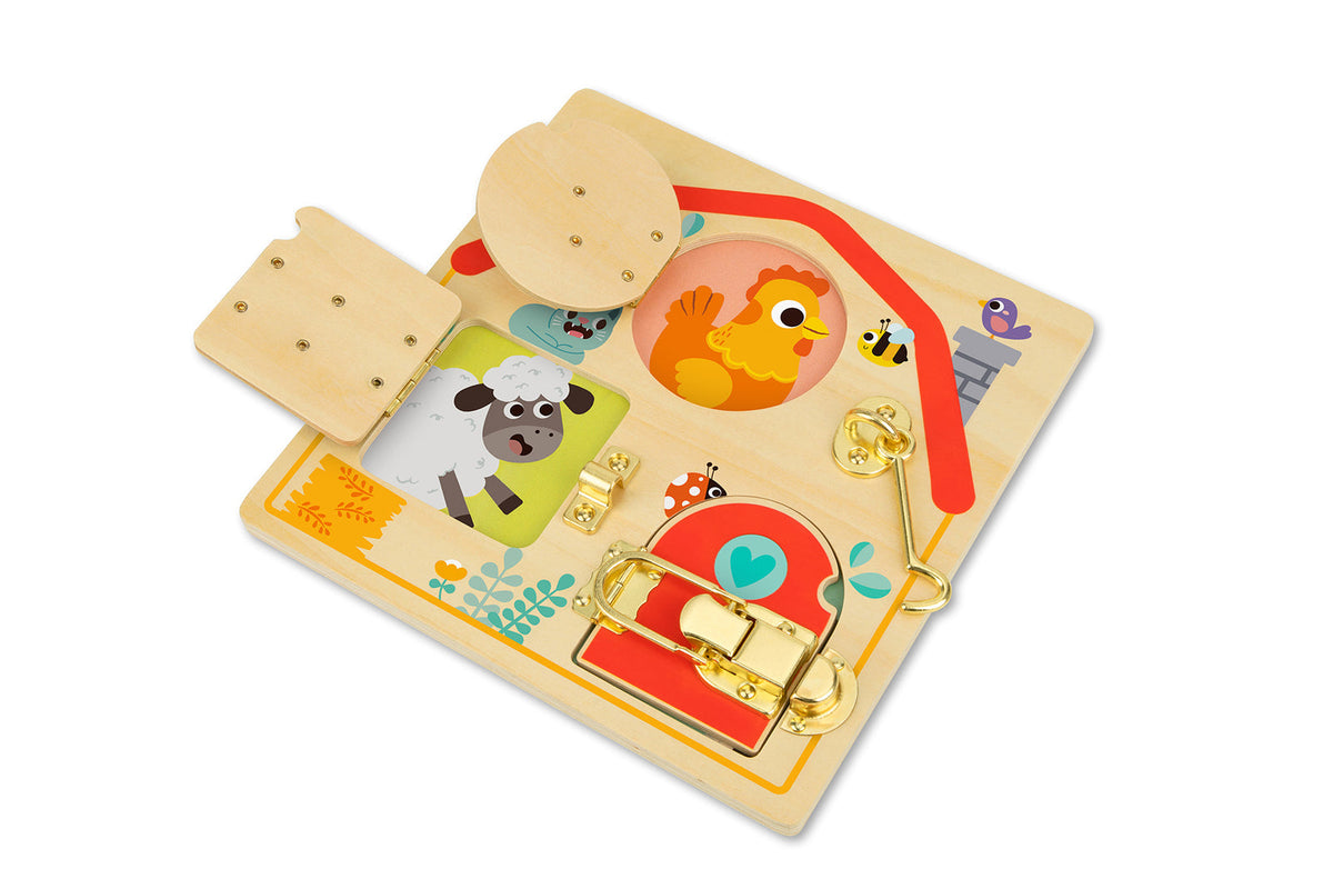 Tooky Toy Kids/Children's Latches Activity Wooden Educational Puzzle Board 3+ — image 2