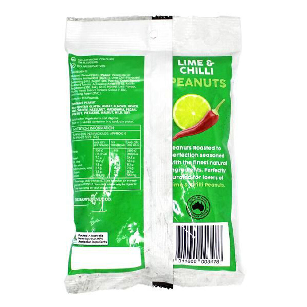 The Happy Nut 250g Lime & Chilli Flavoured Peanuts Party Snack — image 2