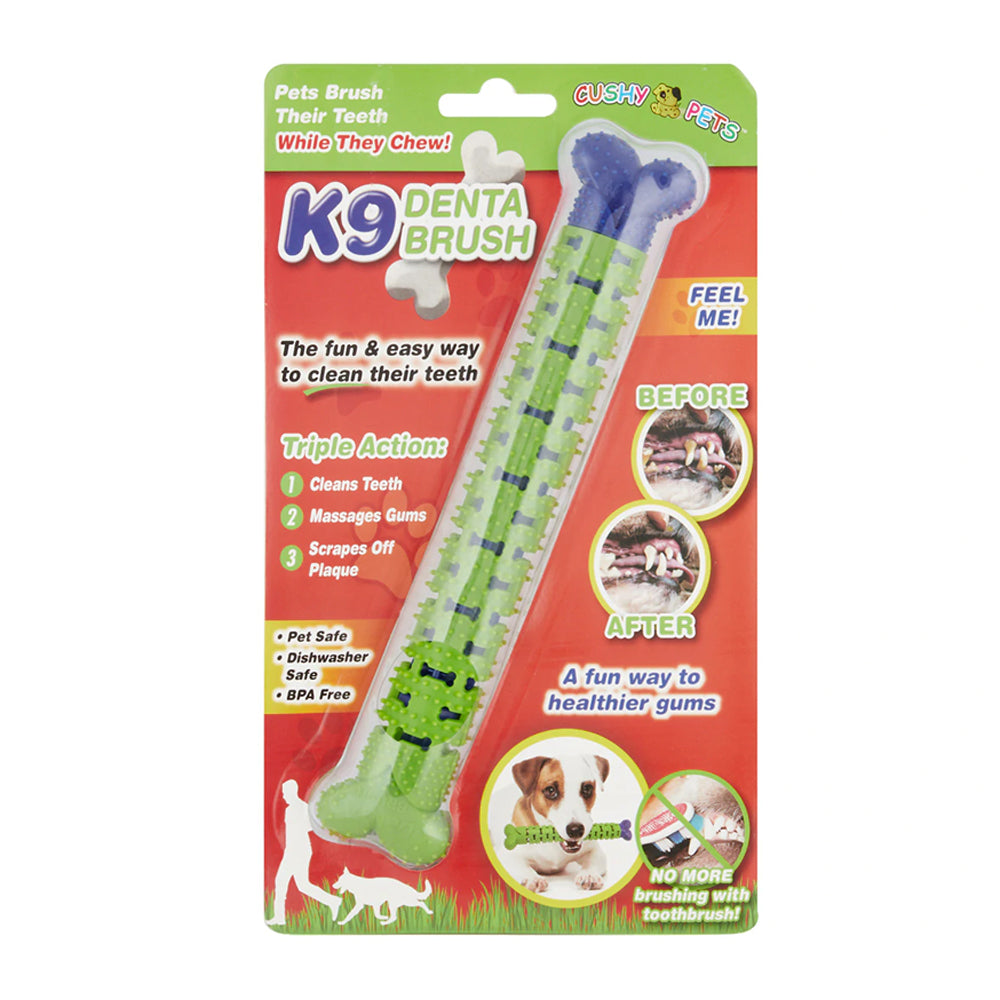 Cushy Pets K9 Denta Brush Pet/Dog Dental Care Chew Toy 36x5cm Green/Blue