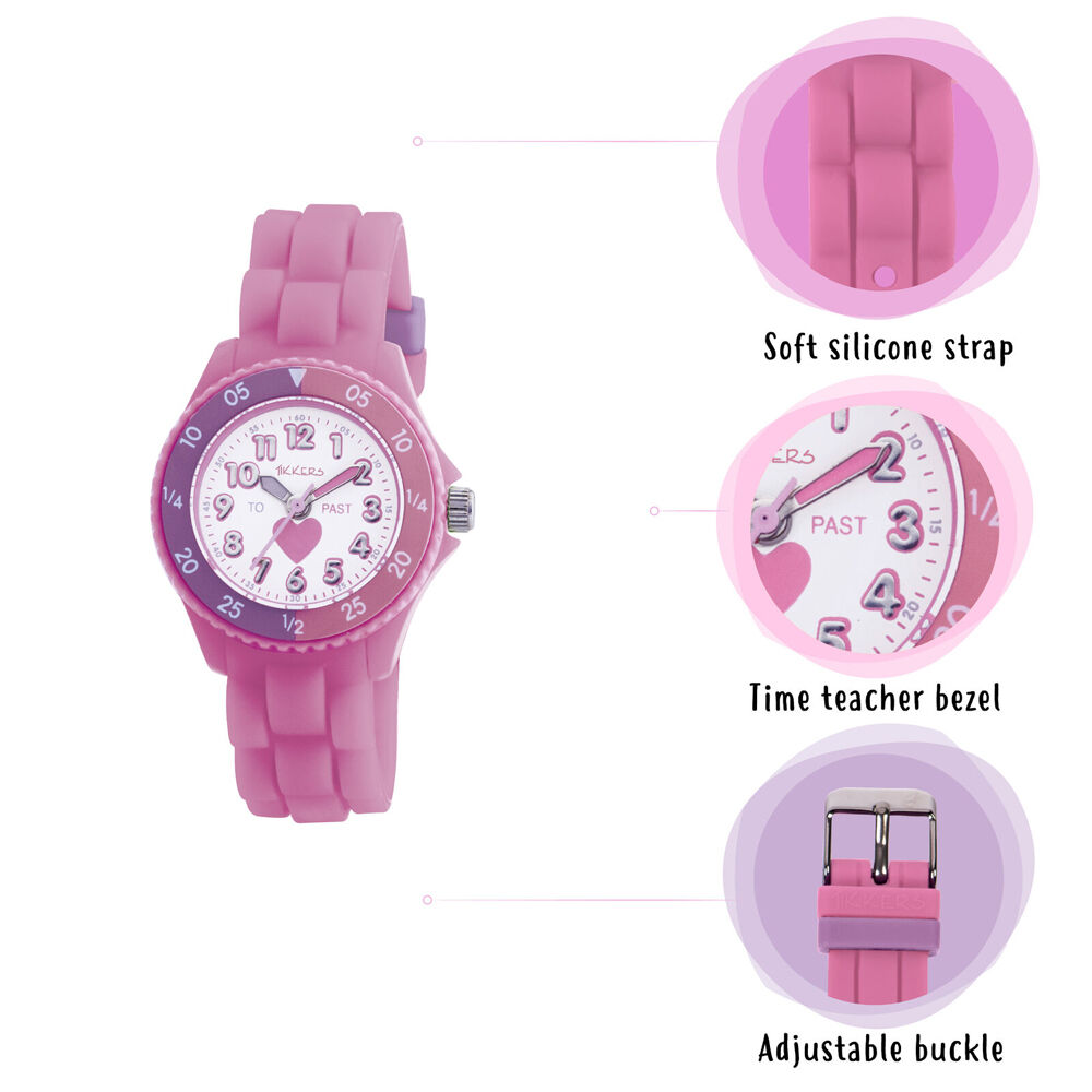 Tikkers Time Teacher Dial Heart Watch w/ Adjustable Silicone Straps - Blue — image 3
