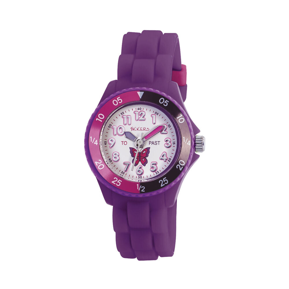 Tikkers Time Teacher Adjustable Dial Watch w/ Silicone Straps - Dark Purple