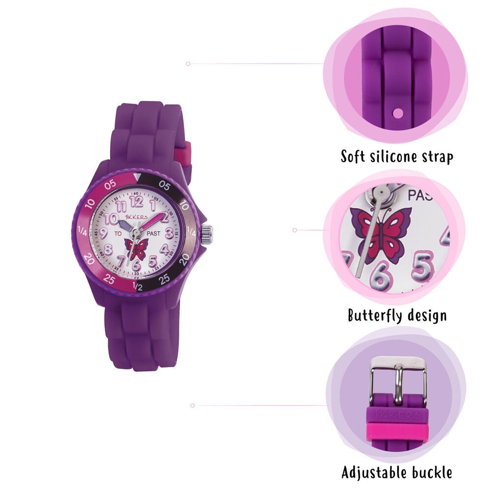 Tikkers Time Teacher Adjustable Dial Watch w/ Silicone Straps - Dark Purple — image 3