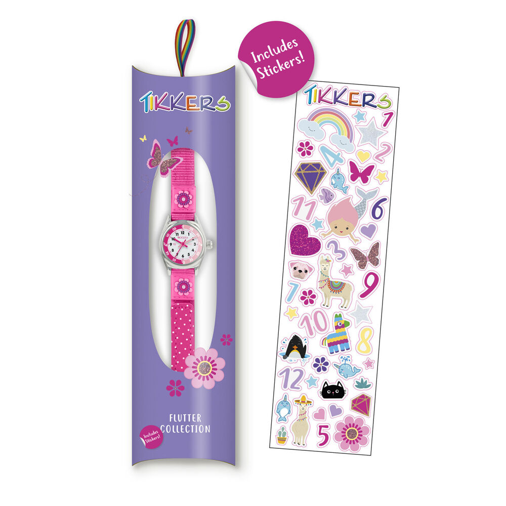 Tikkers Time Teacher Flower Silicone Watch w/ Canvas Straps - Bright Pink — image 2