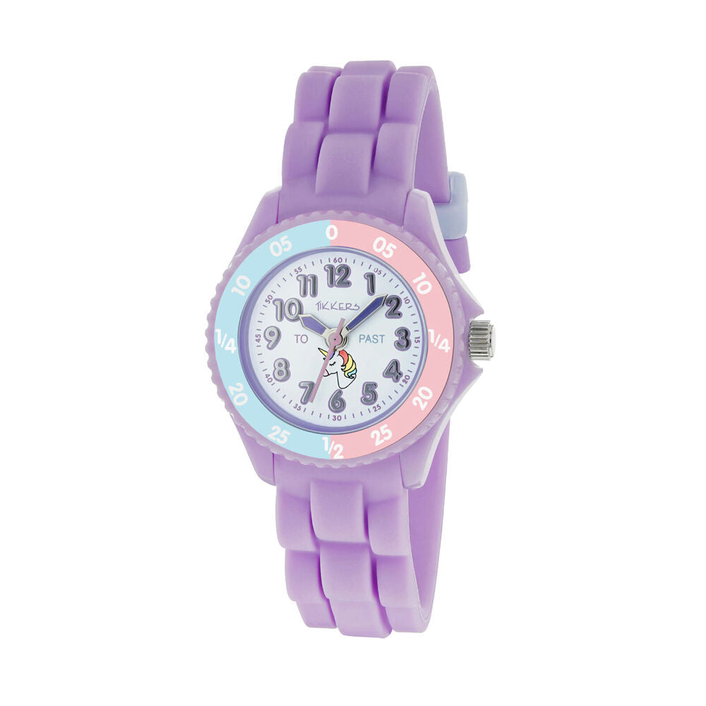 Tikkers Time Teacher Two-Tone Dial Watch w/ Silicone Straps - Light Pink
