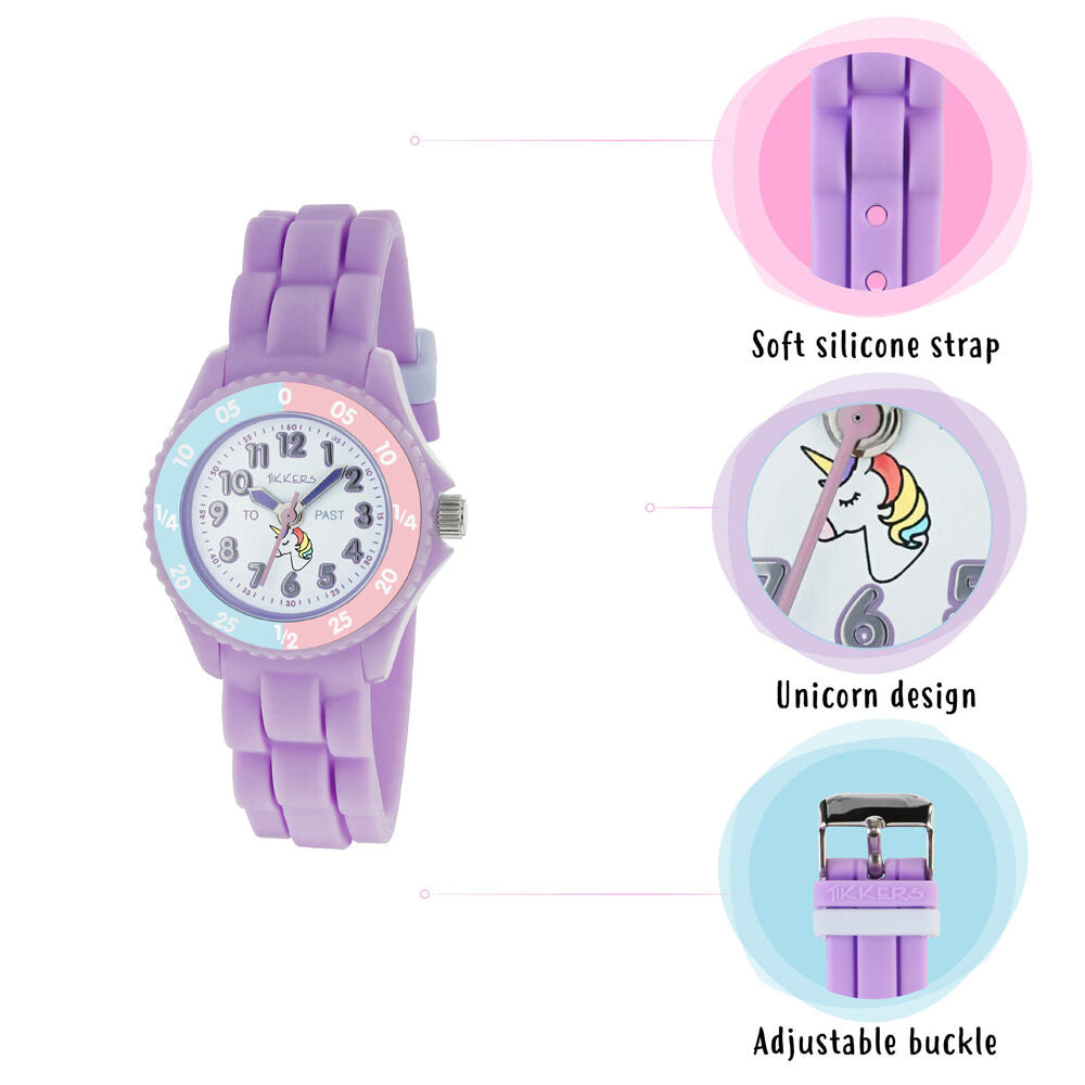 Tikkers Time Teacher Two-Tone Dial Watch w/ Silicone Straps - Light Pink — image 2