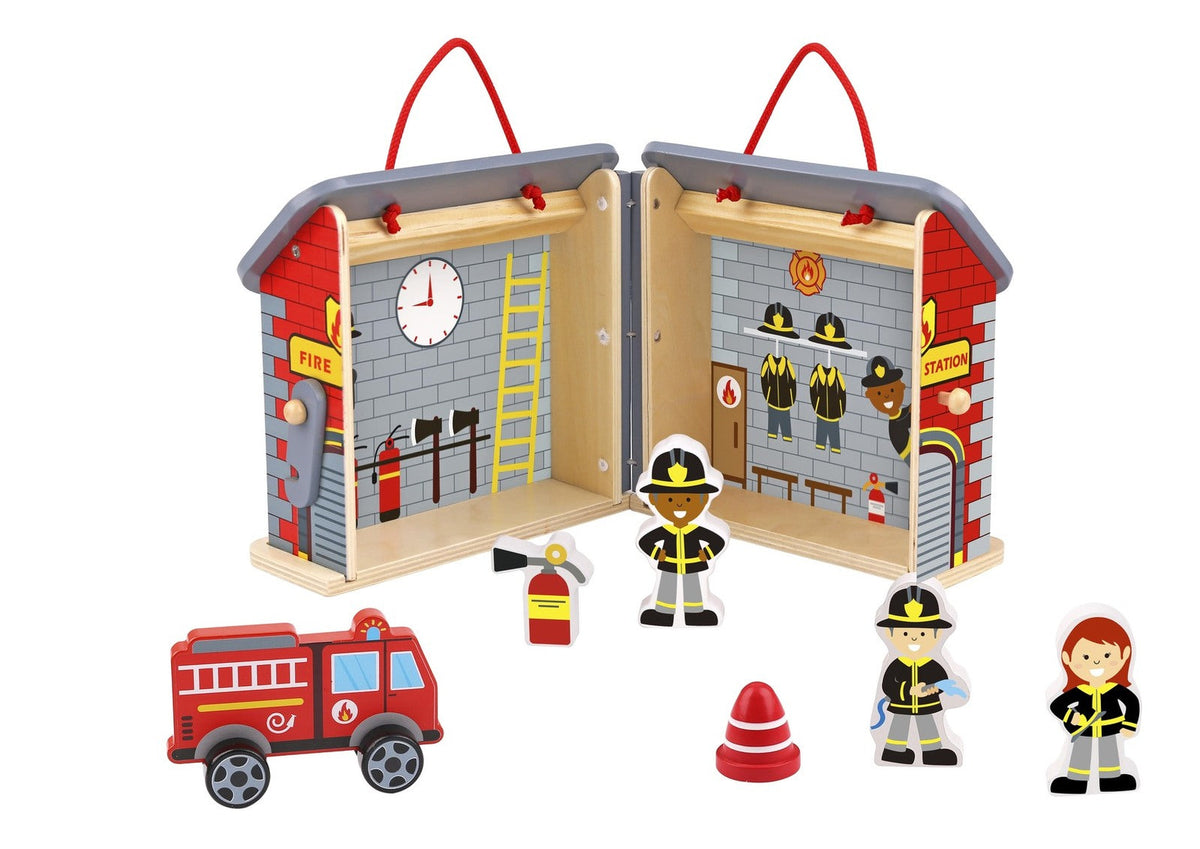 Tooky Toy Fireman Kids/Children's Pretend Play/Playset Stage With Carry Box 3+