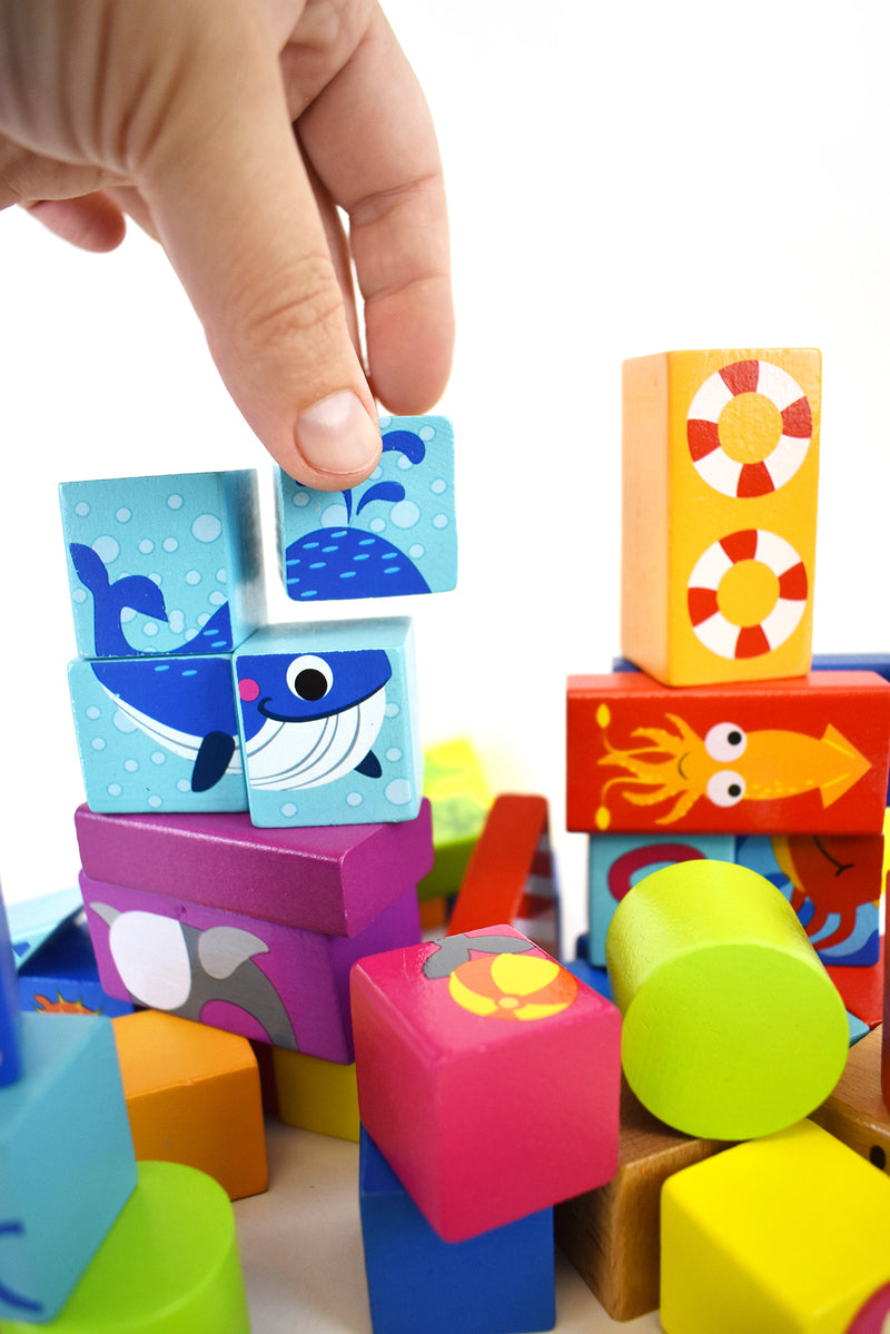 Tooky Toy Marine/Seaside Ocean Themed Creative Building Blocks Set 24m+ (80 Pieces) — image 3