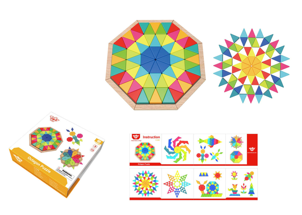 Tooky Toy Octagon Mosaic Advanced Coordination Kids/Childrens Thinking Puzzle 3+