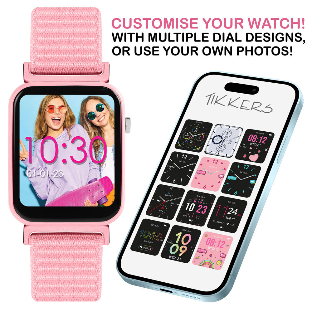 Tikkers Time Series Stylish 13 Smart Watch with Adjustable Straps - Pink — image 2