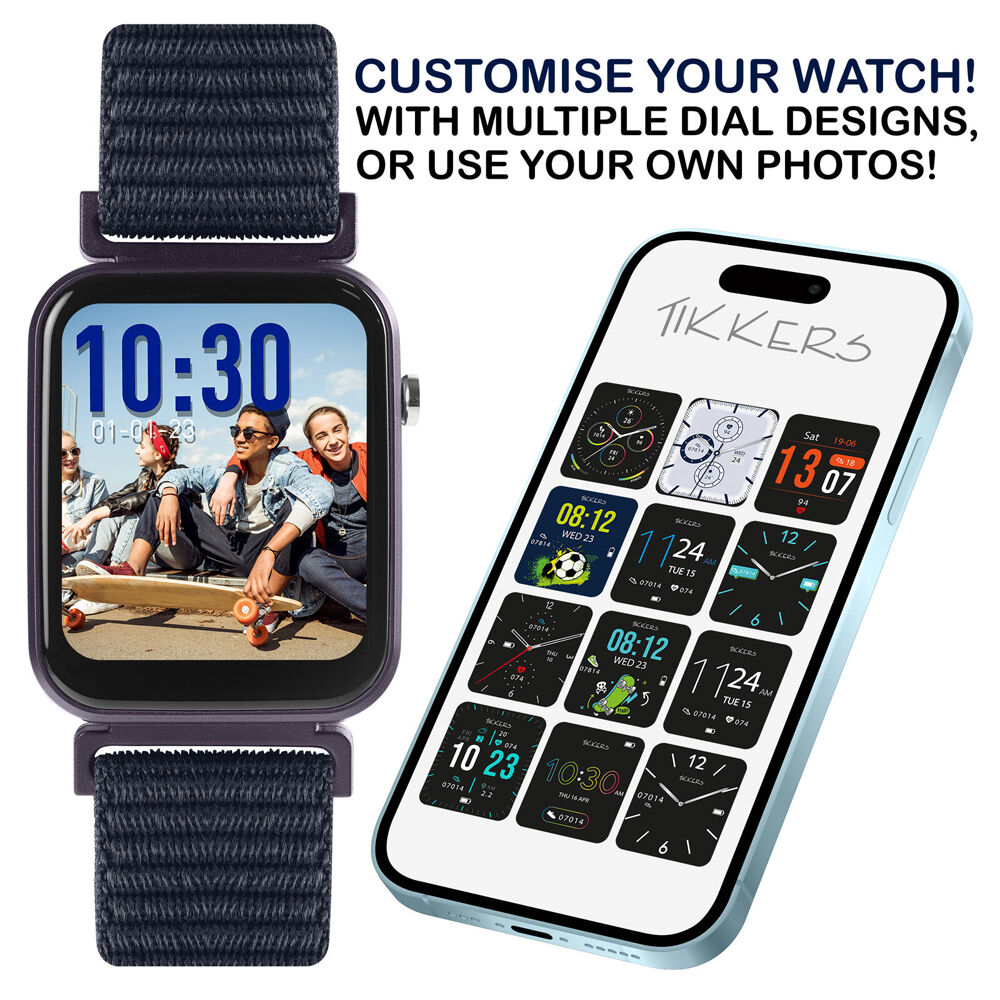 Tikkers Time Series Stylish 13 Smart Watch w/ Adjustable Straps - Navy Blue — image 2
