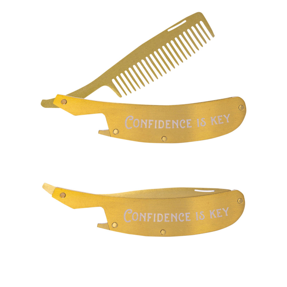 Trixie & Milo Men's Brass Plated Beard Hair Comb Care Stainless Steel Gold — image 2