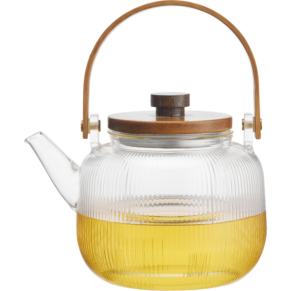 NF Living 850ml Ginny Glass Teapot Wood Modern Design Kitchenware Clear — image 3