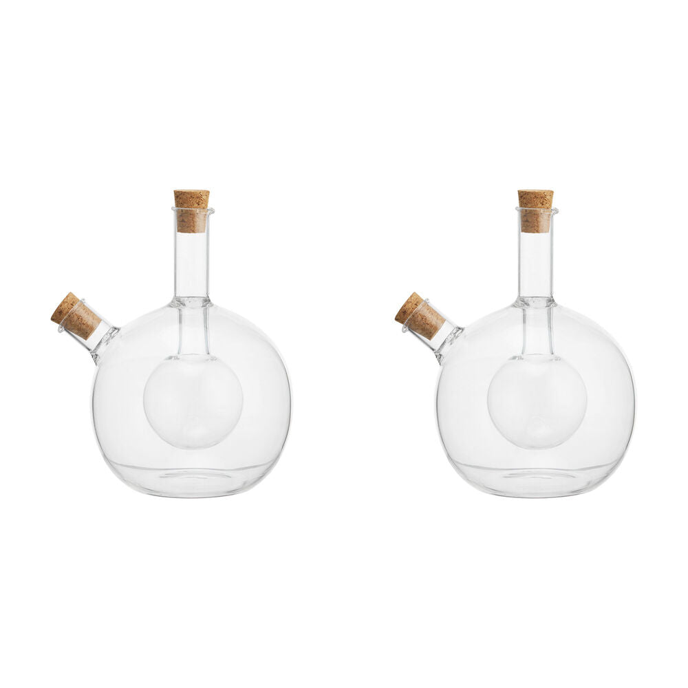 NF Living Duel Oil & Vinegar Cruet 350ml Dual Chamber Glass Kitchenware (2 Pack)
