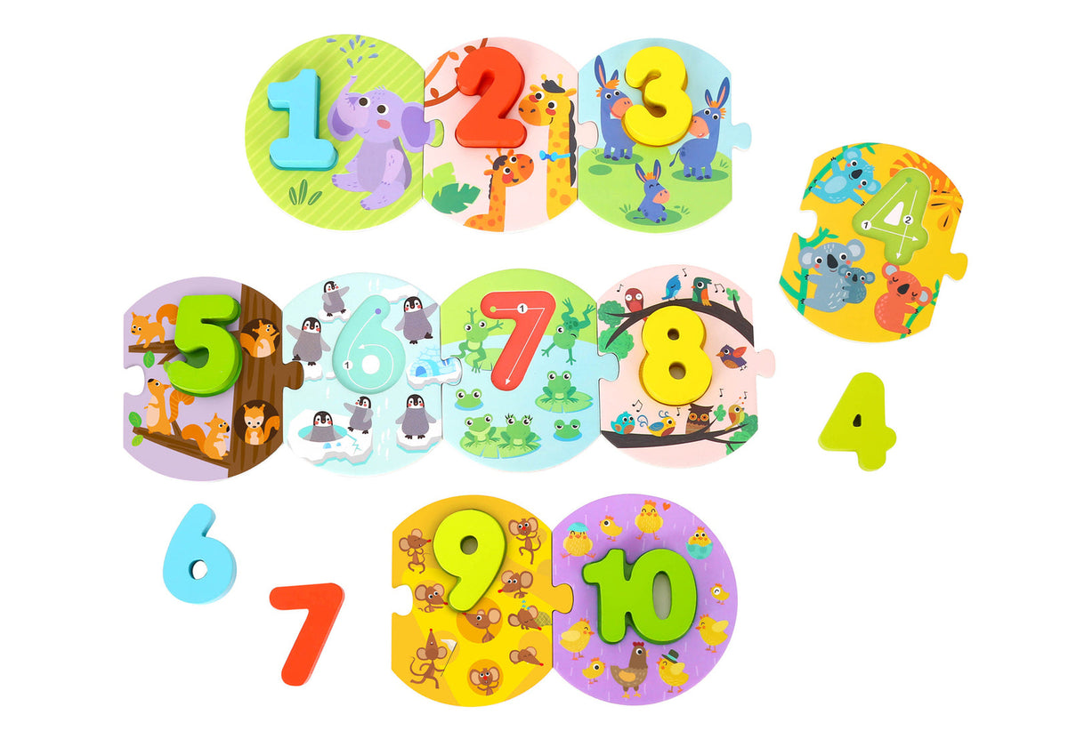 Tooky Toy Number Wooden Kids Learning Puzzle In Carry Box 3+ Educational — image 2