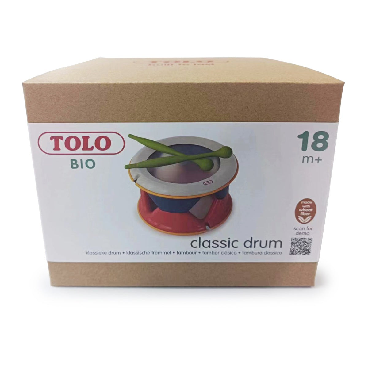 Tolo Toys Bio Plastic 17cm Classic Drum w/2-Drumsticks Kids/Toddler Toy 18m+
