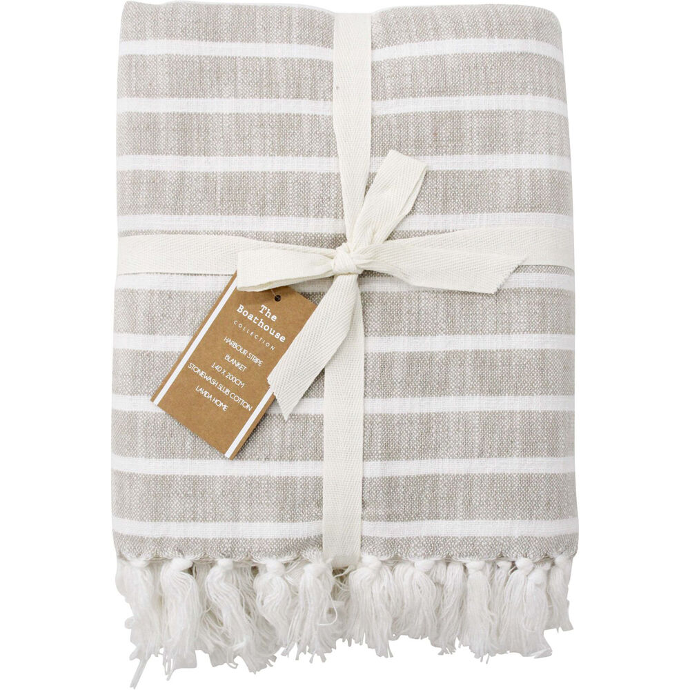 LVD 140x200cm Natural Dune Stonewashed Cotton Harbour Blanket Throw