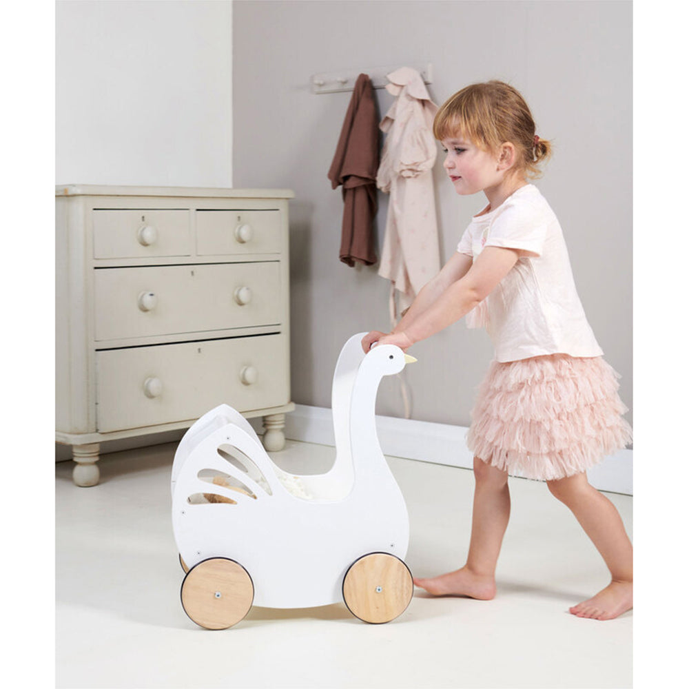 Tender Leaf Toys Wooden Sweet Swan Pram/Stroller Kids Role Play Pretend Toy 18m+ — image 2