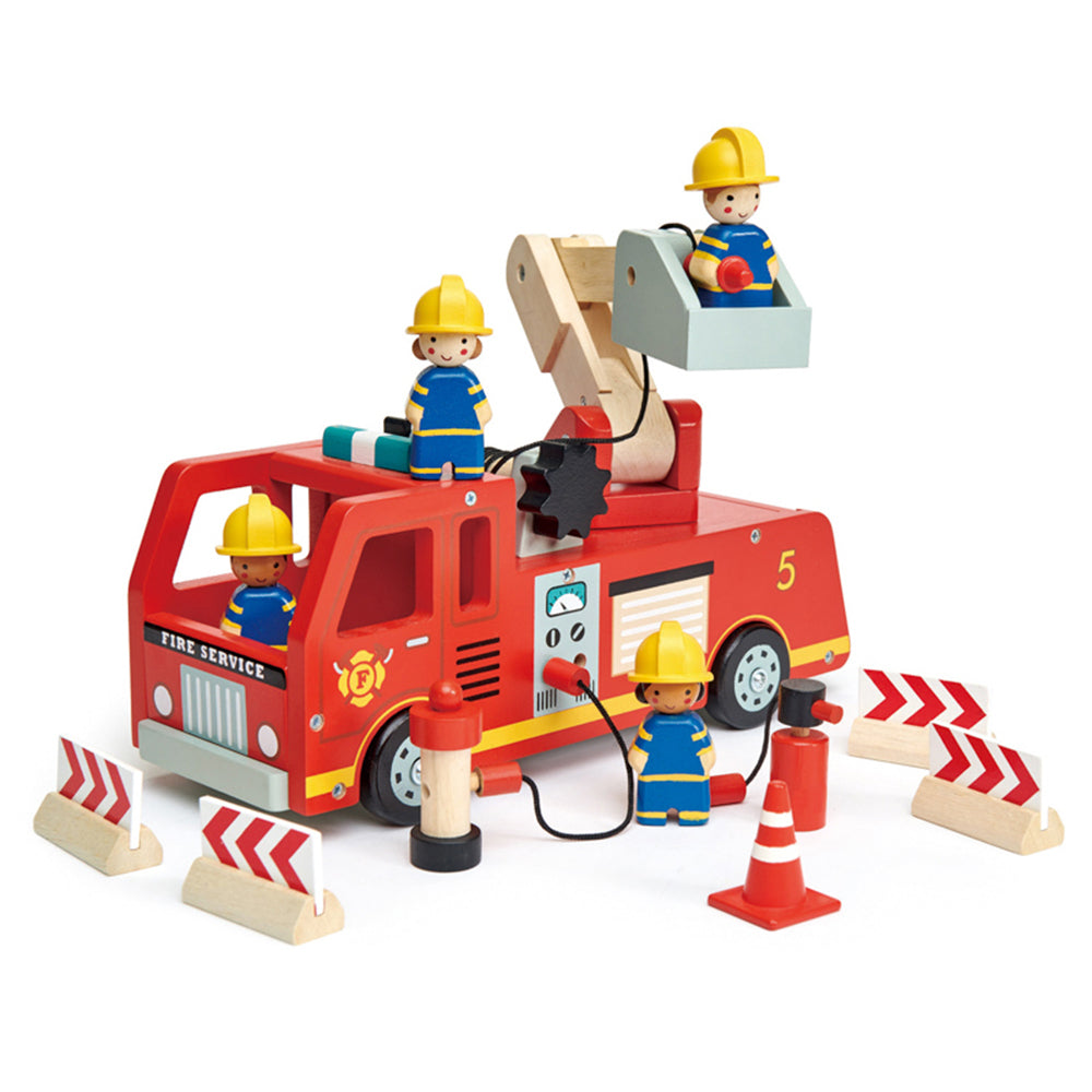 Tender Leaf Toys 28cm Fire Engine Truck Wooden Toy Play Set Kids/Children 3y+