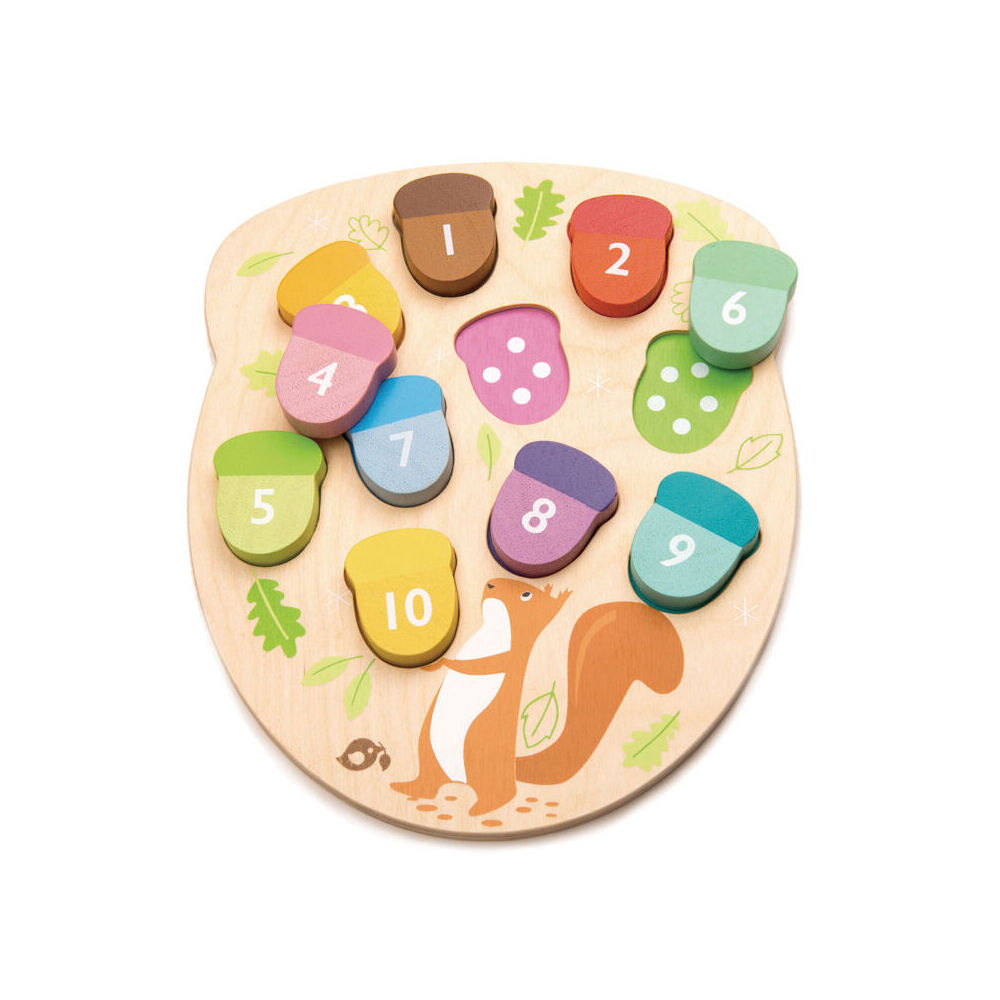 Tender Leaf Toys How Many Acorns Wooden Puzzle Kids/Children/Toddler Toy 18m+