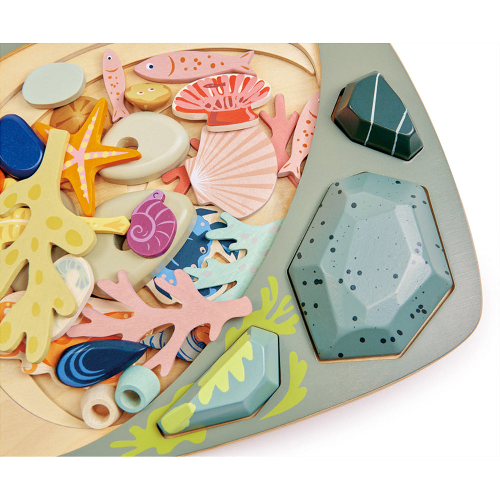 Tender Leaf Toys 35cm My Little Rock Pool Seashell Wood Toy Set w/ Pouch Kids 3+ — image 2