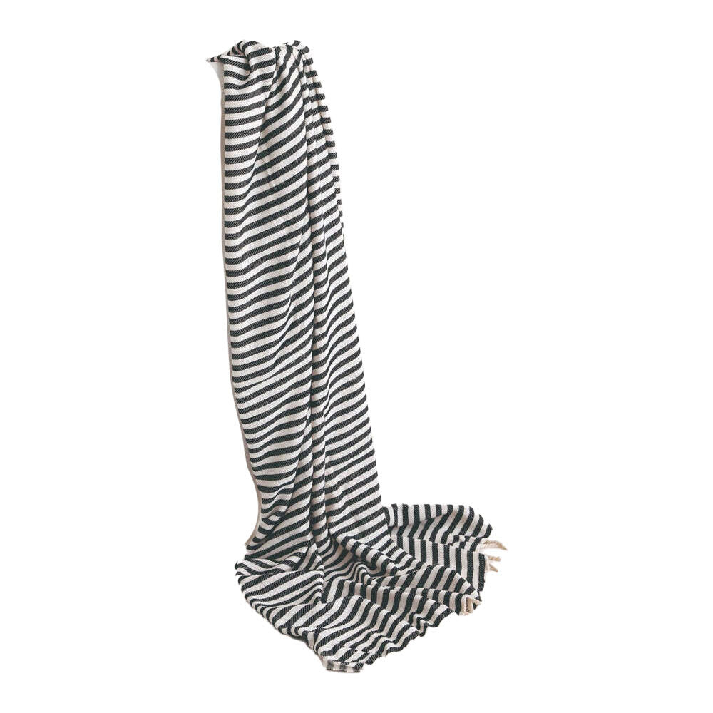Huxford Grove Kabaka Turkish Cotton Beach Blanket Outdoor Mat Black Stripe