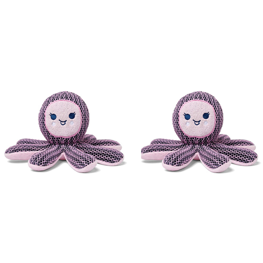 Gummi Pals Dog Toy Soft Plush Stuffed Octopus Squeaker Trainer Fetch Pink (2 Pack)