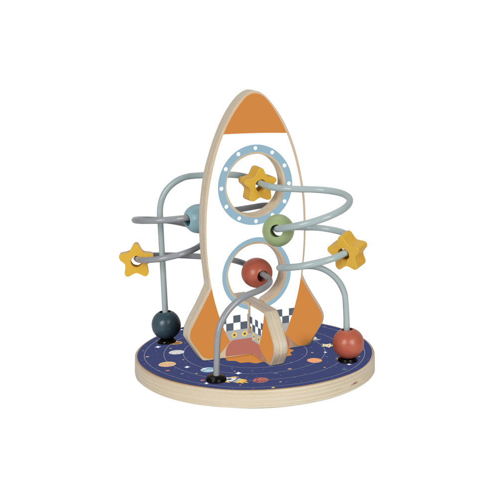 Tooky Toy Space Rocket Bead Maze Kids/Childrens Wooden Interactive Toy 24m+
