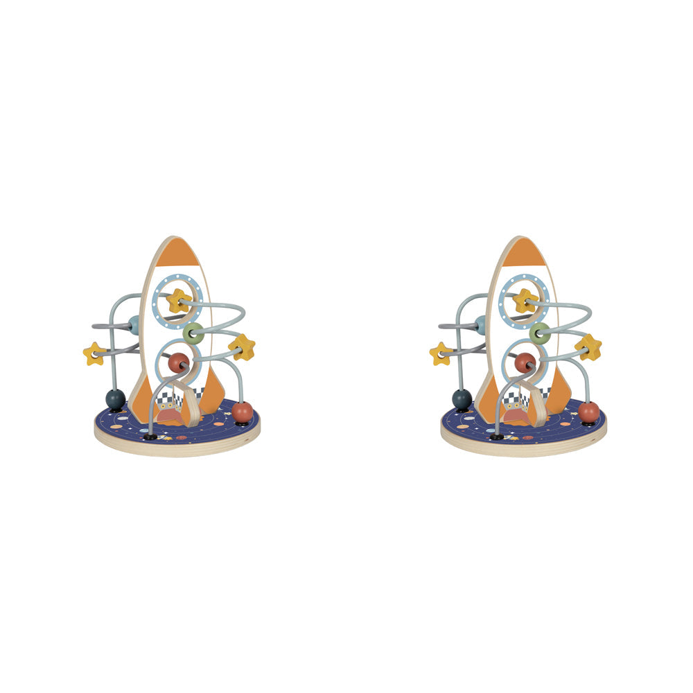 Tooky Toy Space Rocket Bead Maze Kids/Childrens Wooden Interactive Toy 24m+ (2 Pack)