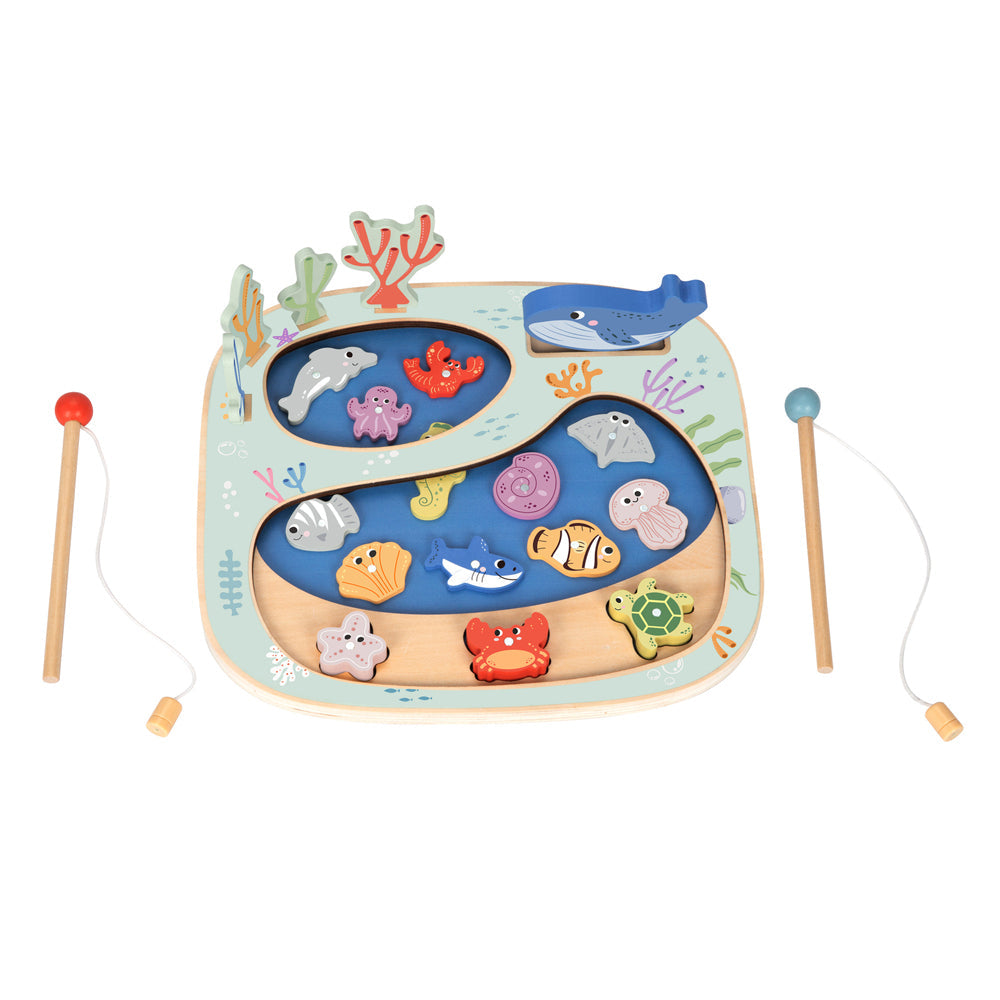 Tooky Toy Rockpool Fishing & Balance Game Kids/Childrens Wooden Toy 3y+
