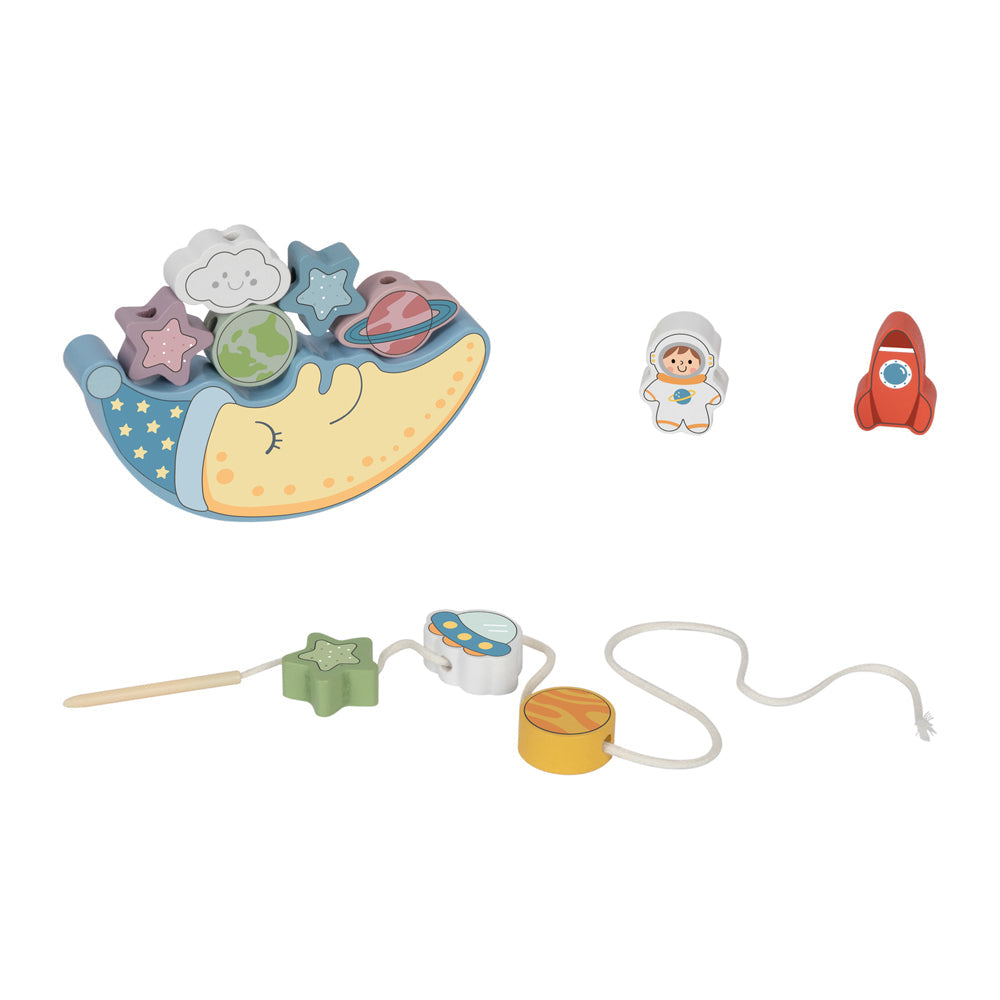 Tooky Toy 2 In 1 Space Balance & Lacing Set Kids/Childrens Wooden Toy 3y+ — image 3