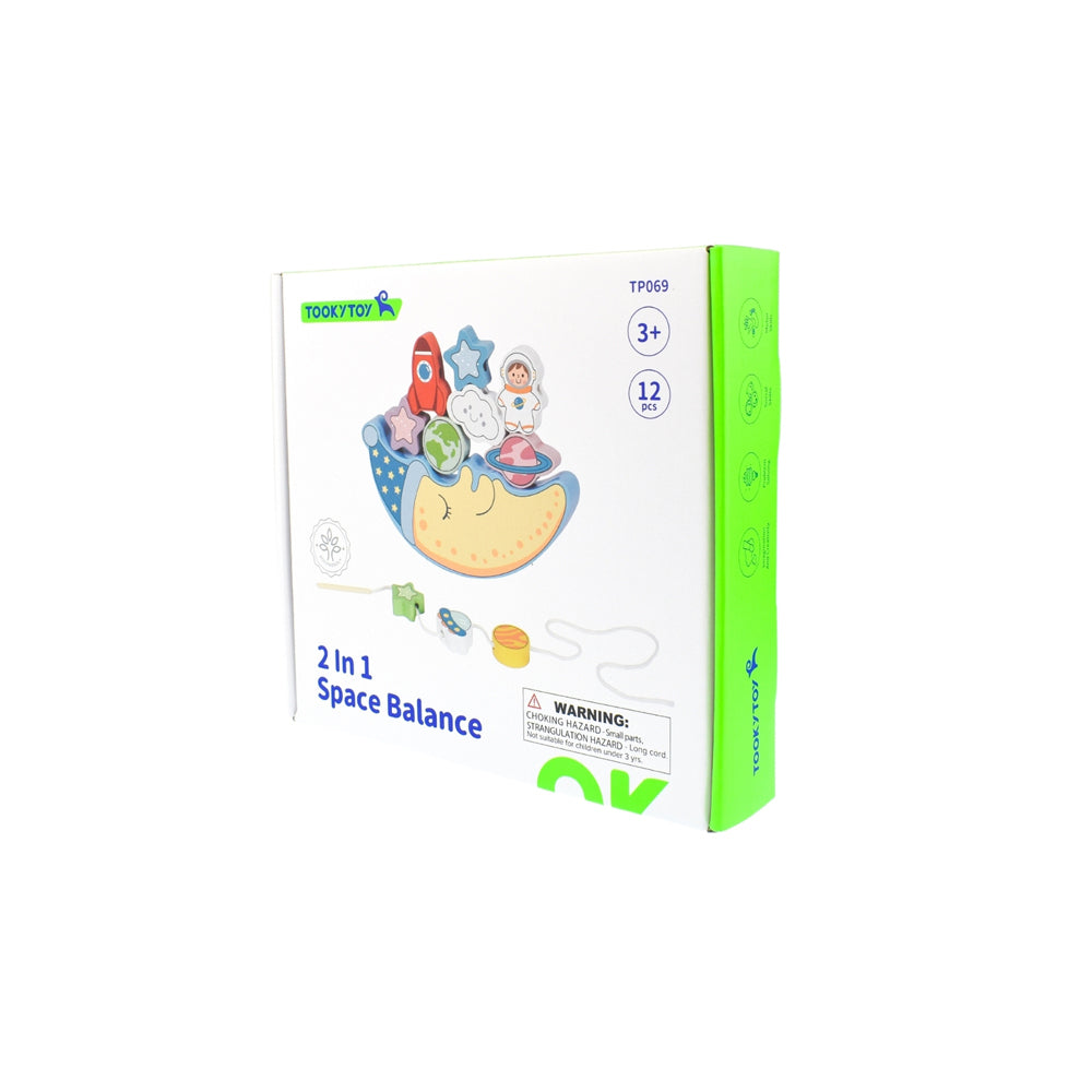 Tooky Toy 2 In 1 Space Balance & Lacing Set Kids/Childrens Wooden Toy 3y+ — image 4