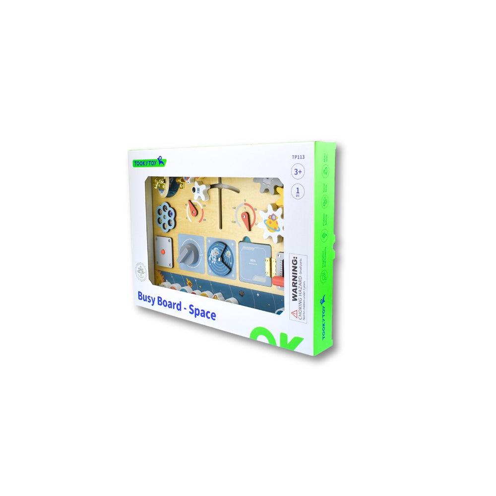 Tooky Toy Busy Board - Space Kids/Childrens Wooden Interactive Toy 3y+ — image 3