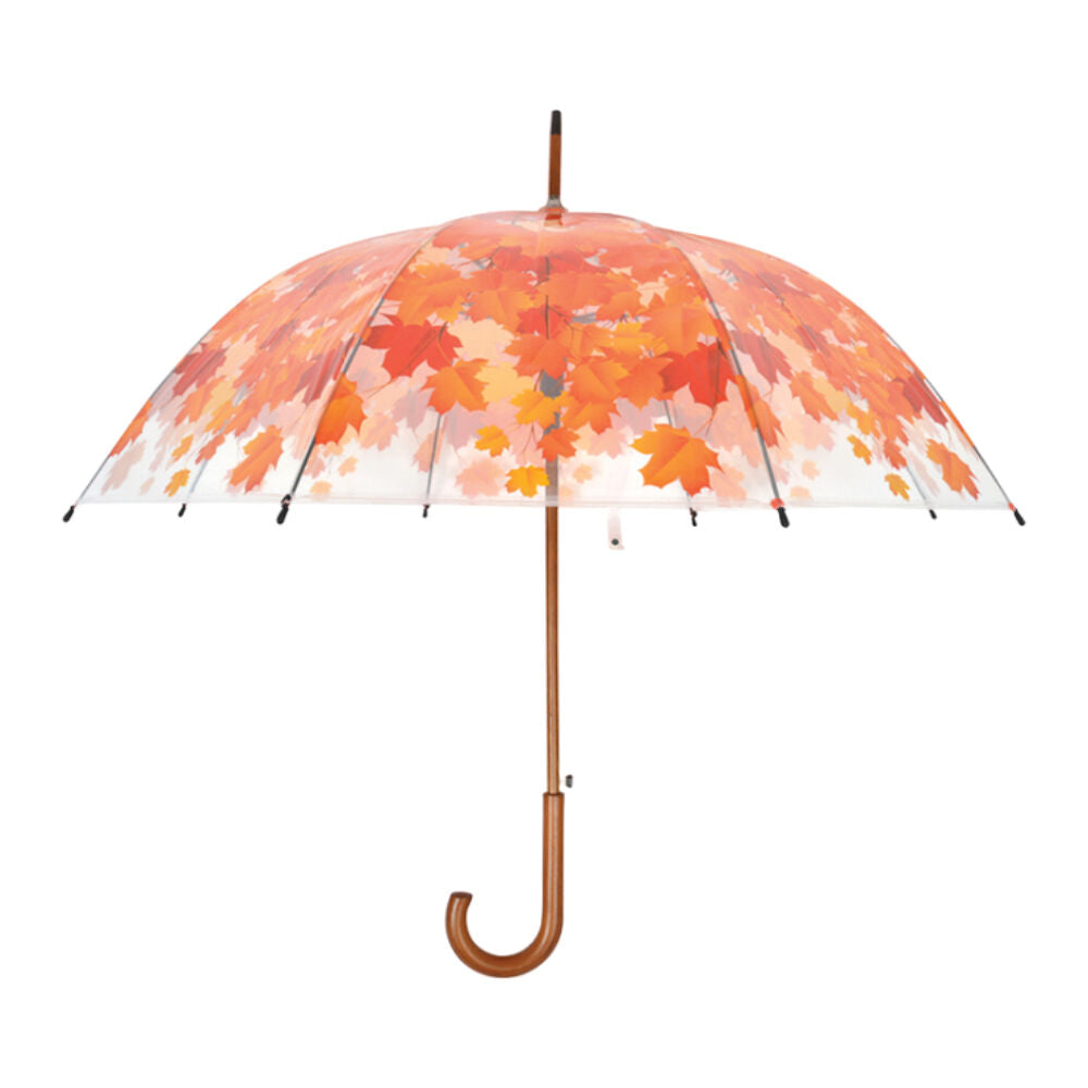 Esschert Design Umbrella Autumn Leaf w/ Wood Handle Sun/Rain Protection Orange