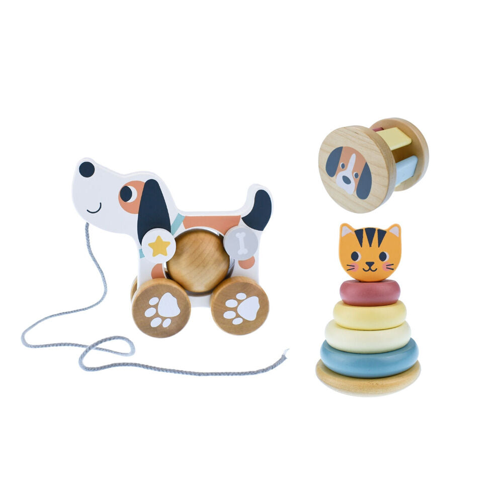 Tooky Toy 3-In-1 Baby Comforter Rattle Gift Set - Cat & Puppy Dog 12m+ (8 Pieces) — image 2