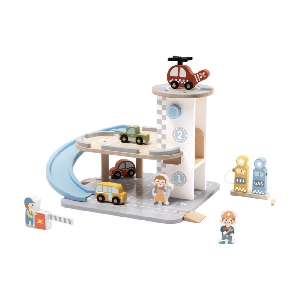 Tooky Toy Parking Garage Wooden Car Park Playset Children/Kids 3y+