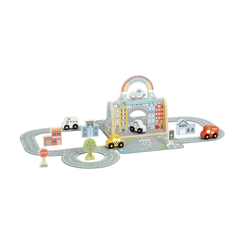 Tooky Toy Felt City Playset Wooden Portable Play Mat Set Children/Kids 3y+
