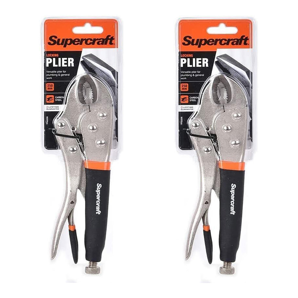Supercraft Lockgrip Adjustable Pliers Carbon Steel Soft Grip Handles 250mm (2 Pack)