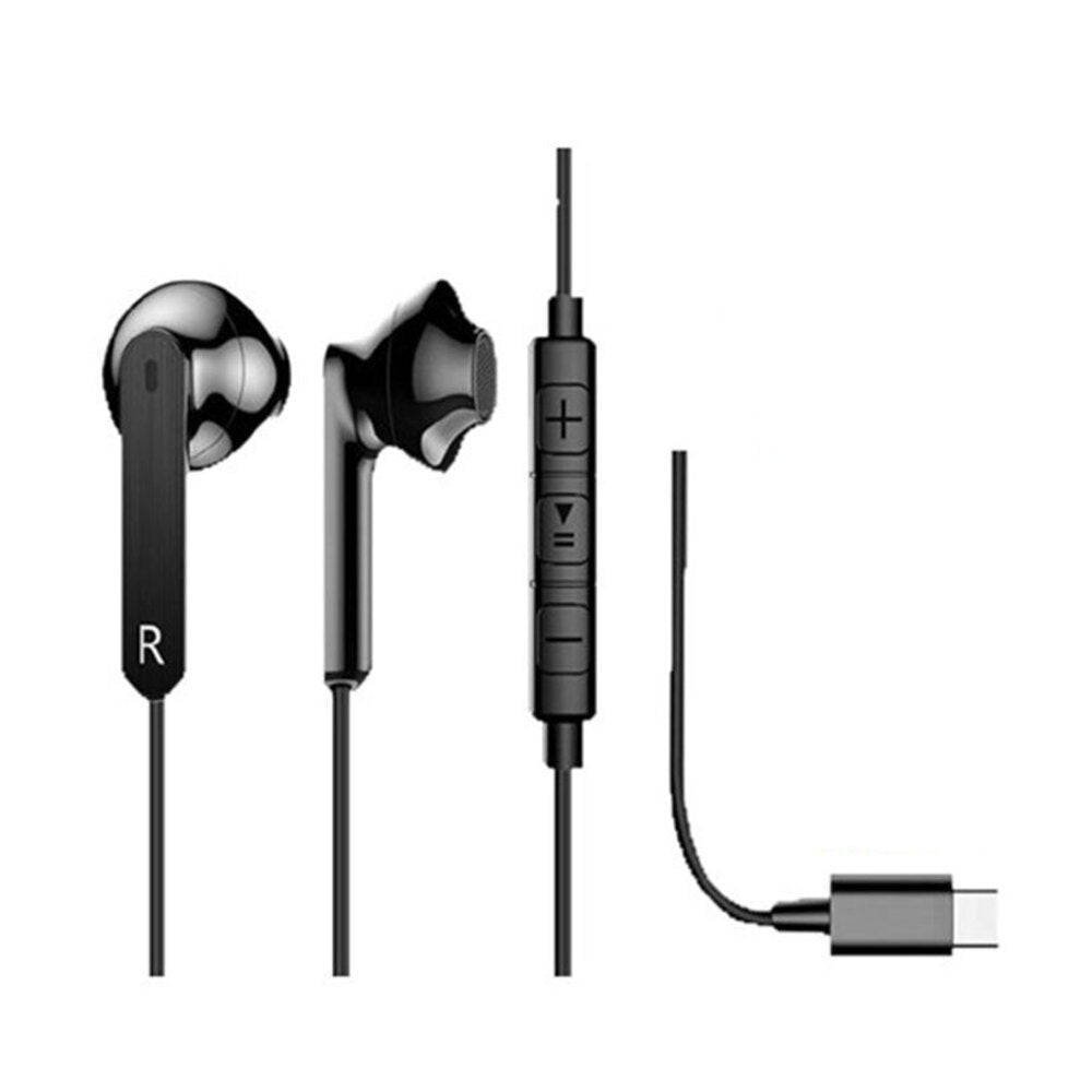 Sansai USB Type-C Stereo Audio Headset/Earphones for Pixel/Samsung/iPhone — Black