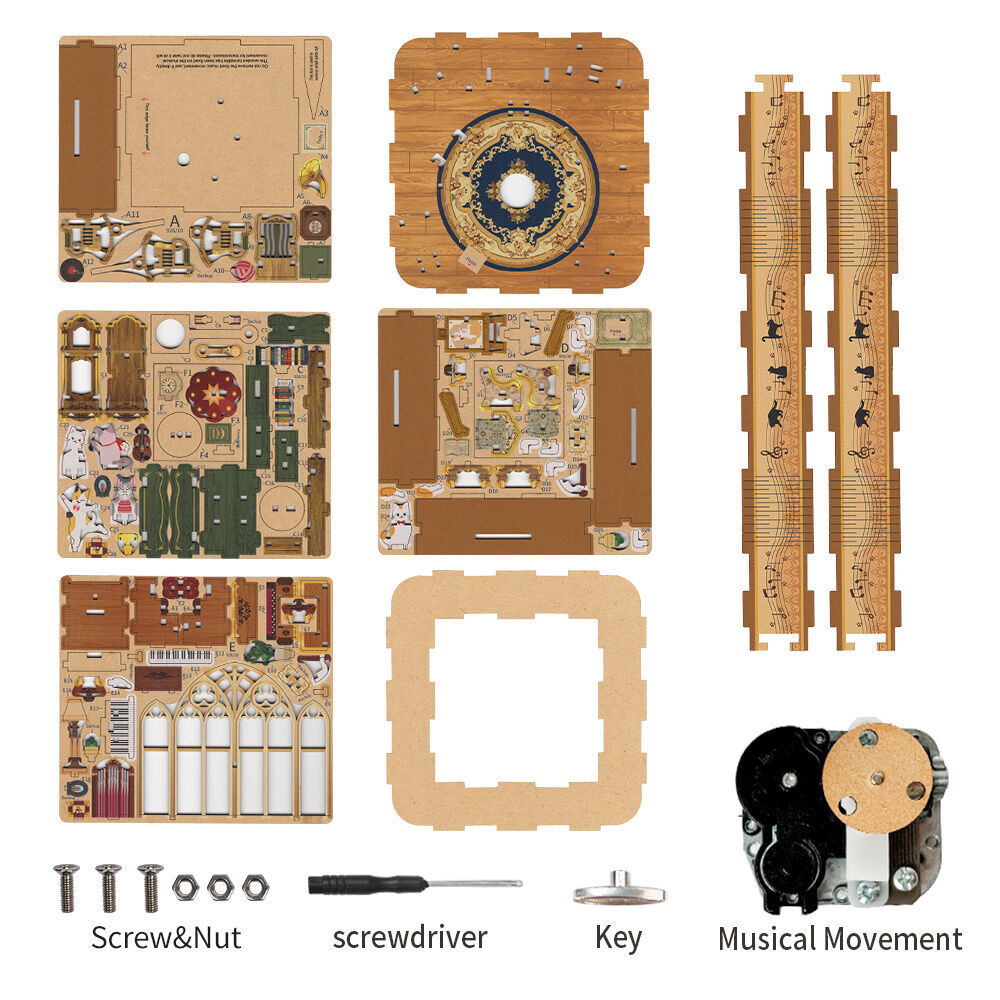 Tonecheer Cats Family 3D Puzzle 140mm DIY Miniature Dollhouse Kit 14y+ (94 Pieces) — image 2