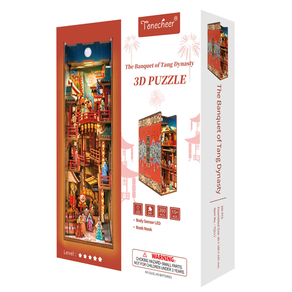 Tonecheer Banquet Of Bang Dynasty 3D Puzzle 24.5cm DIY Book Nook Kit 15y+ (260 Pieces)